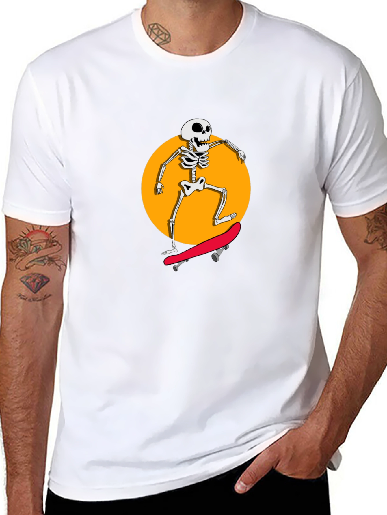 Skeleton Skateboarder Black Graphic Tee