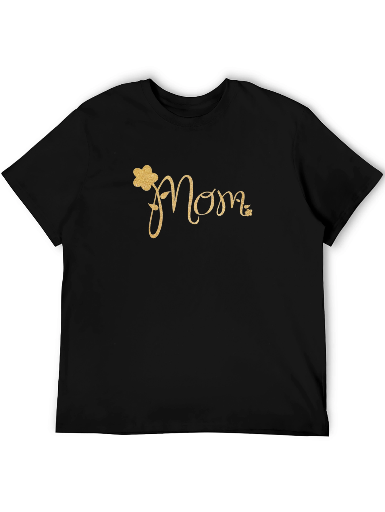 Mom Flower Graphic Black T-Shirt