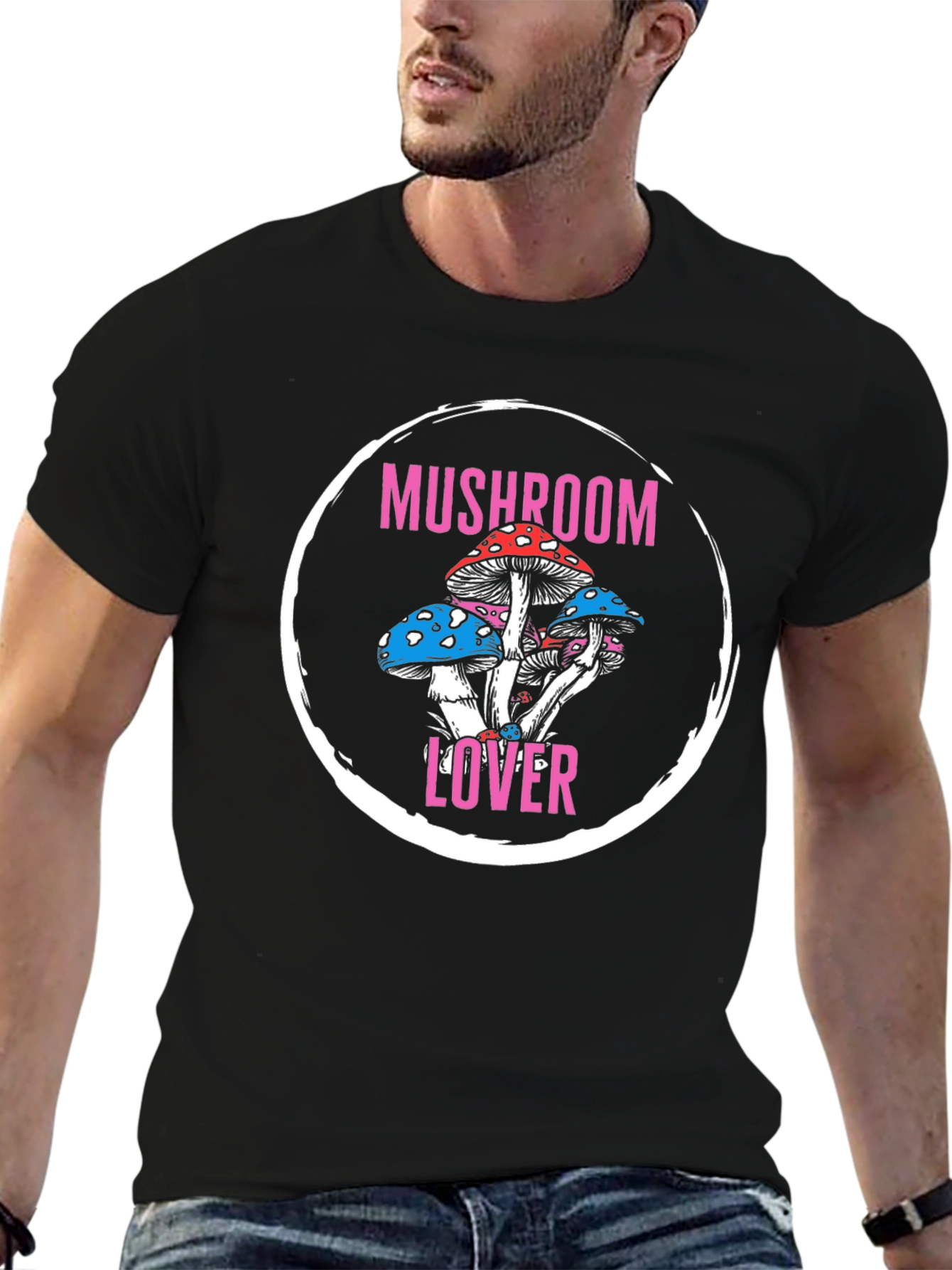 Mushroom Lover Graphic Tee - Stylish Crew Neck Shirt