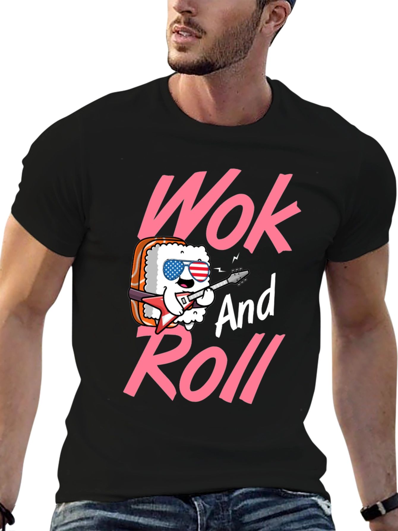 Wok and Roll Graphic Tee - Funny Sushi T-Shirt