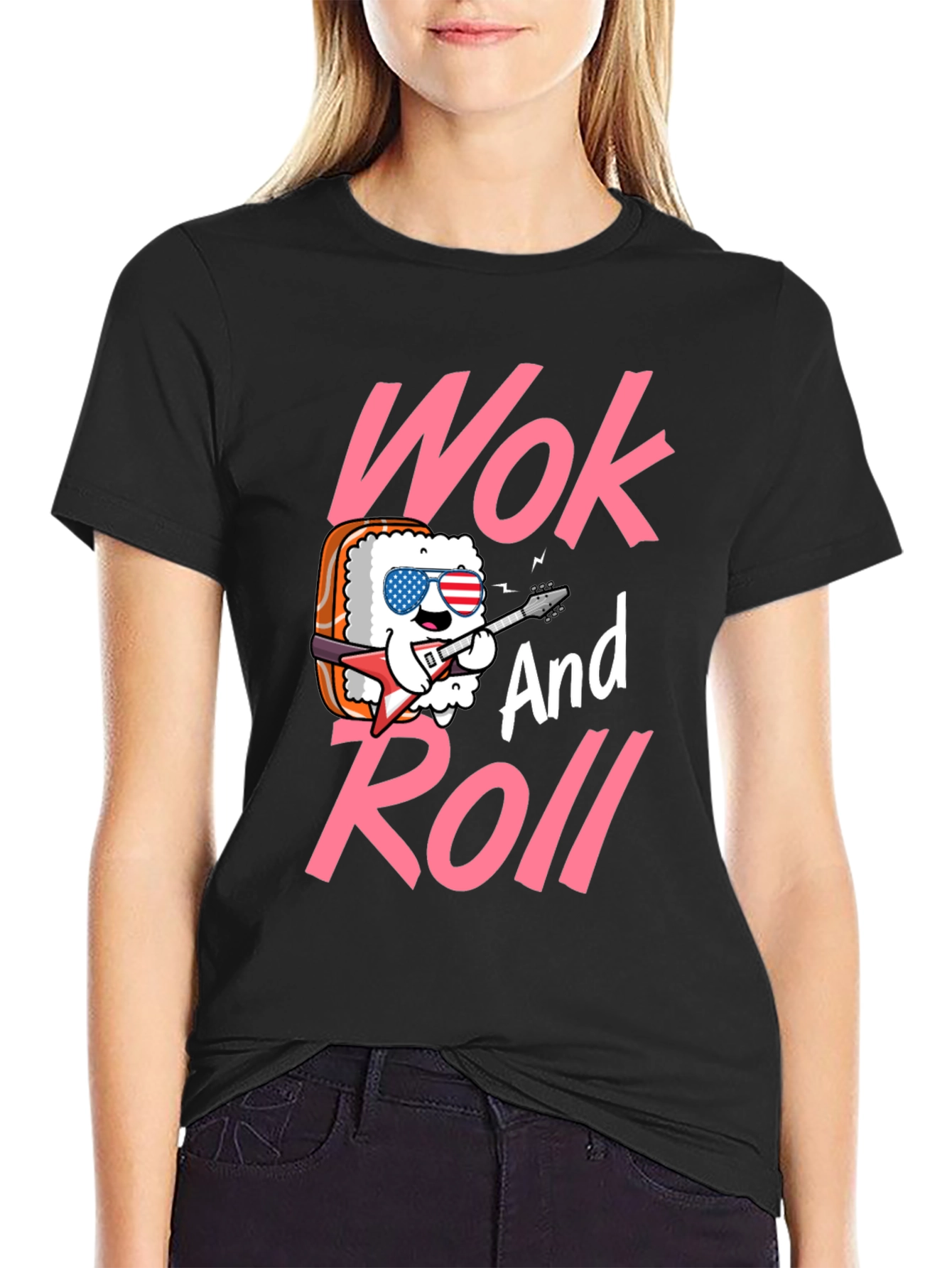Wok and Roll Graphic Tee - Funny Sushi T-Shirt
