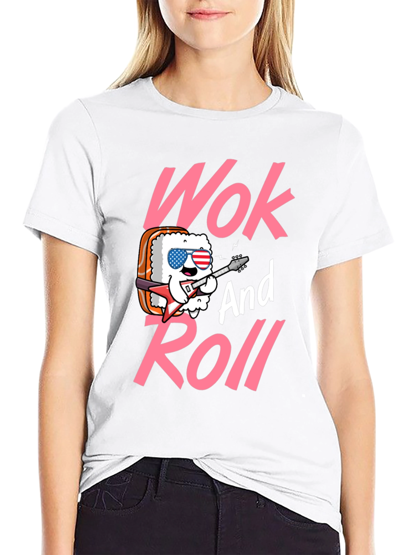 Wok and Roll Graphic Tee - Funny Sushi T-Shirt