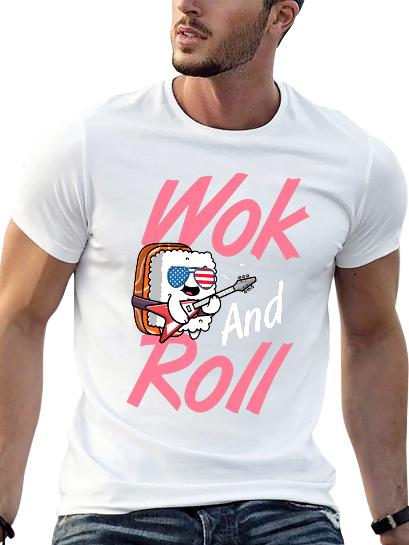 Wok and Roll Graphic Tee - Funny Sushi T-Shirt
