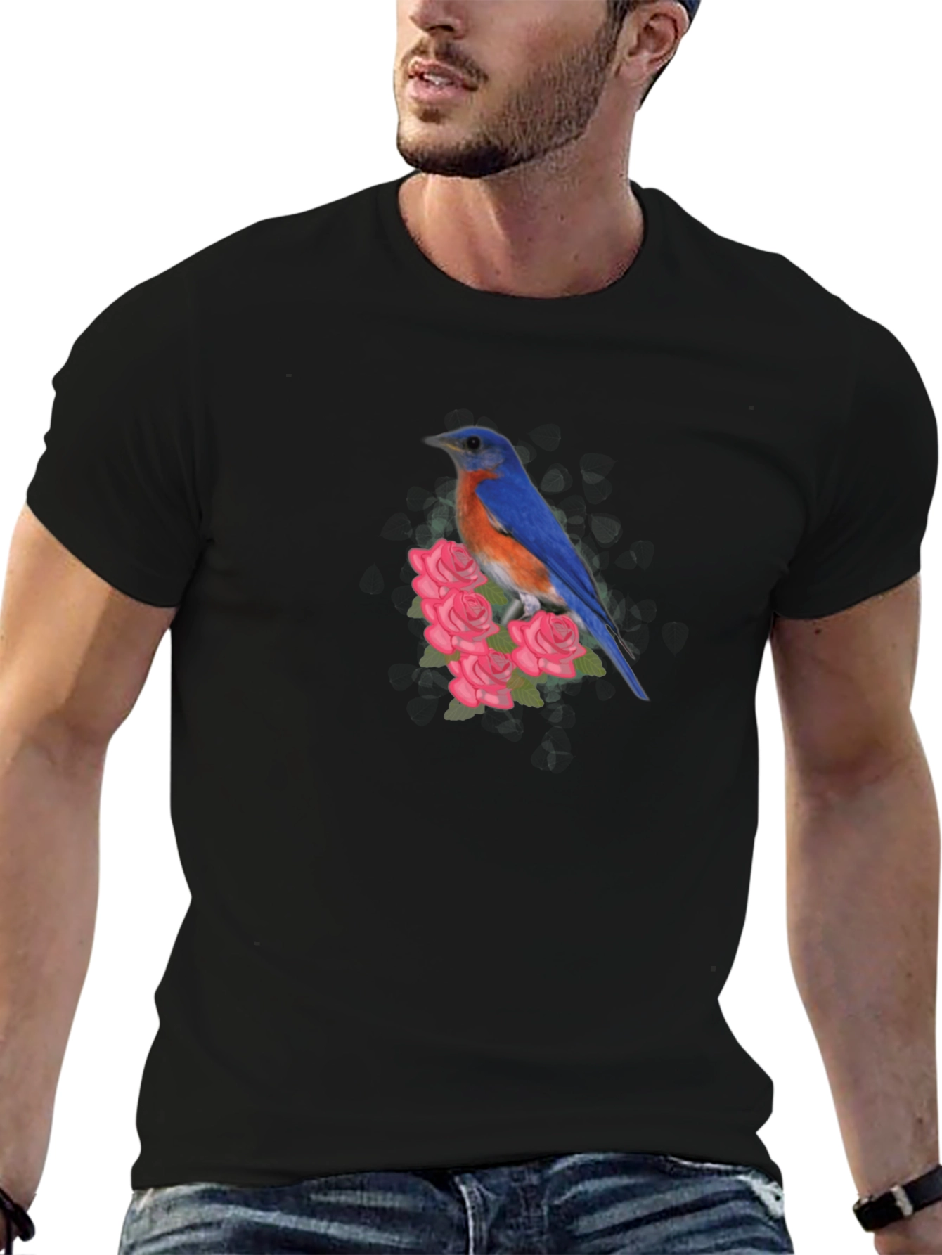 Bird & Roses Graphic Tee - Soft Cotton Blend