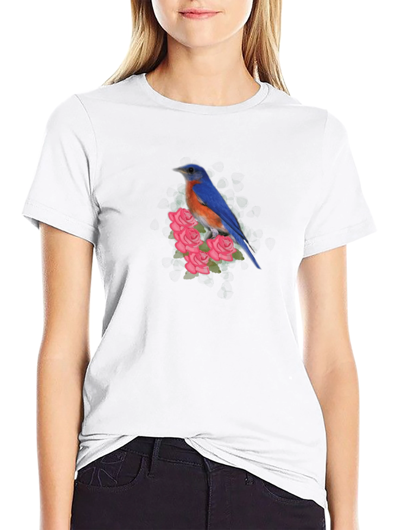 Bird & Roses Graphic Tee - Soft Cotton Blend