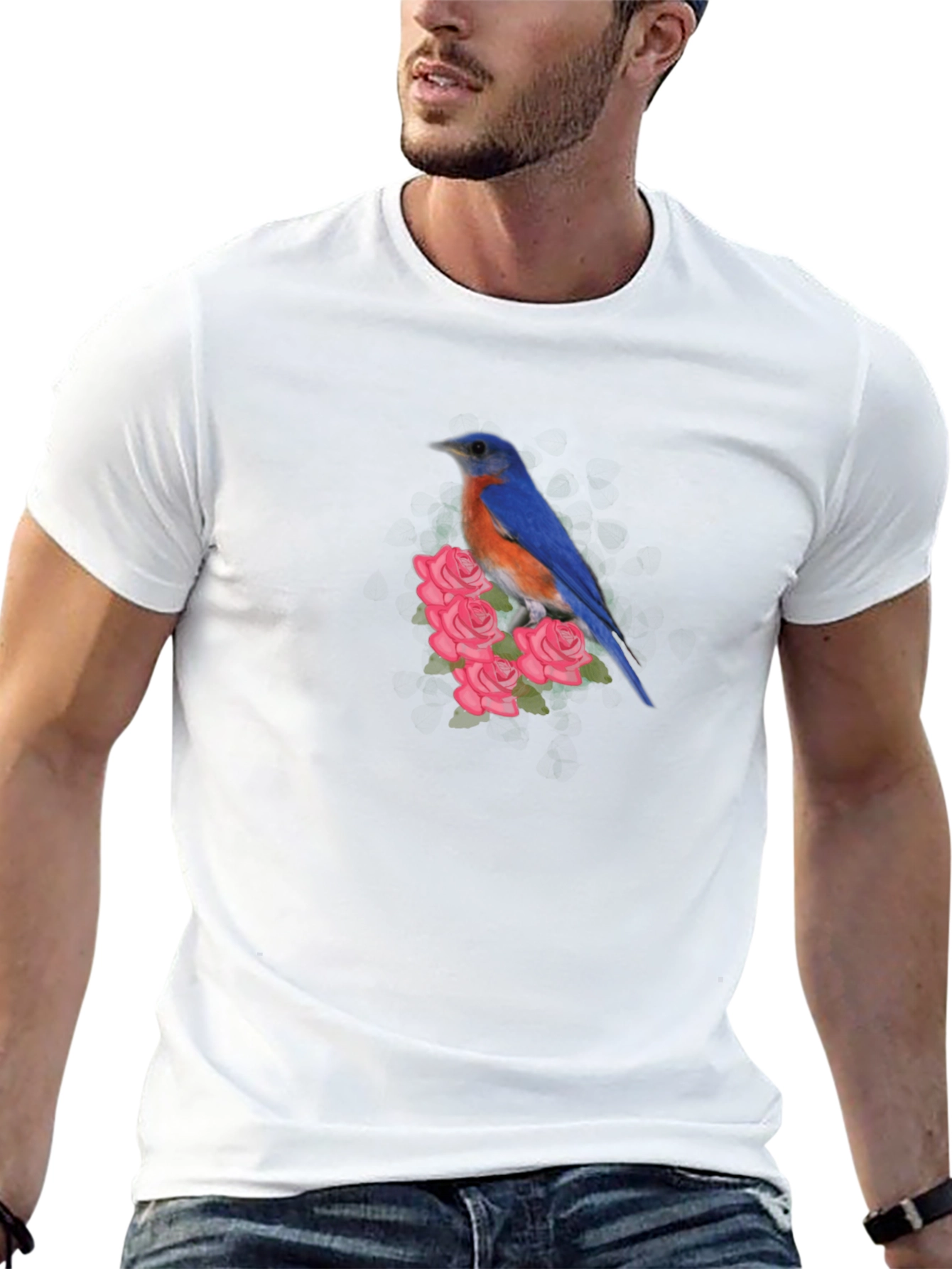 Bird & Roses Graphic Tee - Soft Cotton Blend