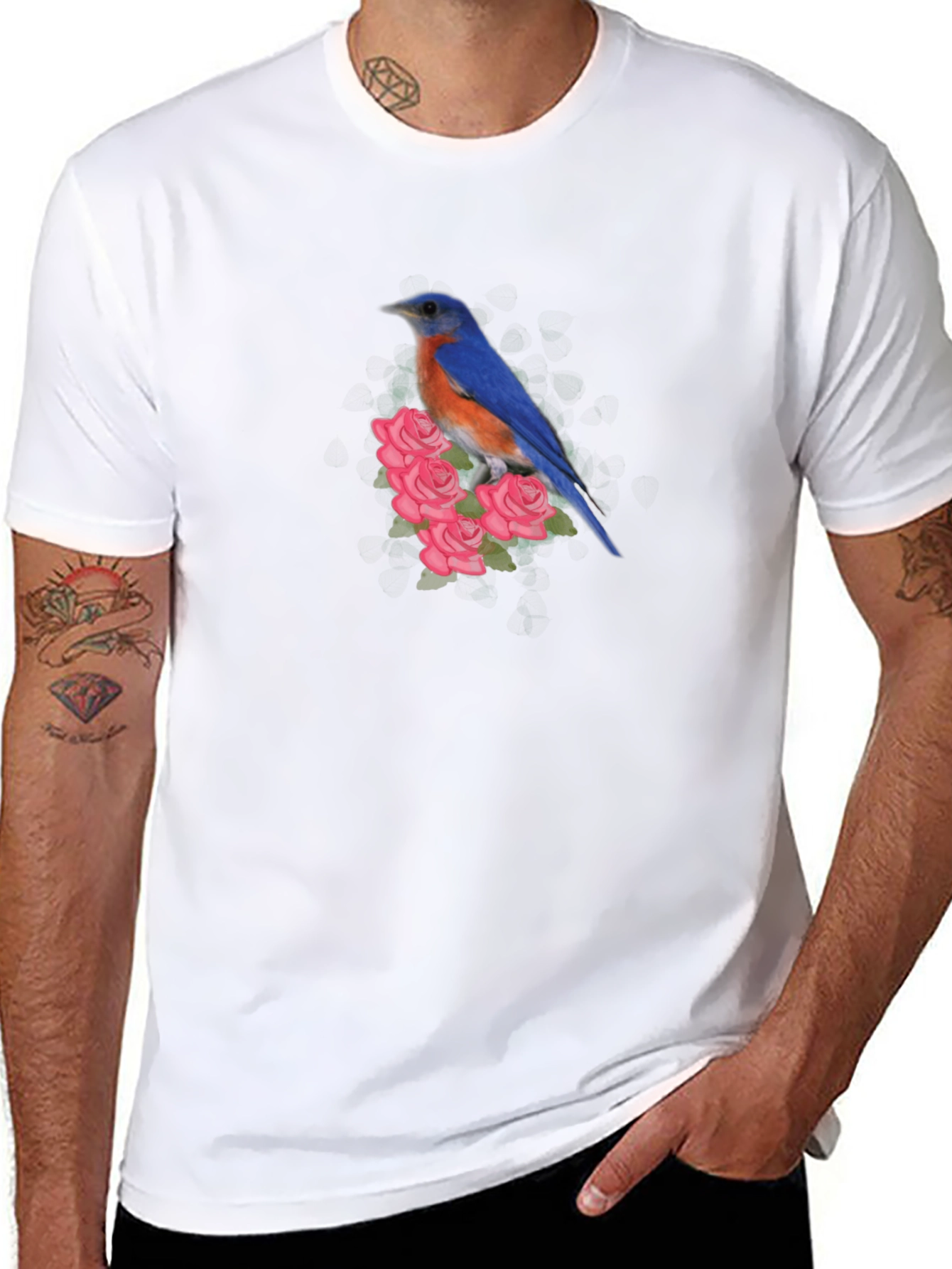 Bird & Roses Graphic Tee - Soft Cotton Blend