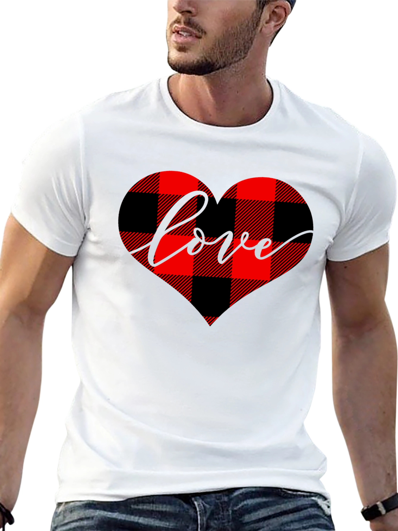 Buffalo Plaid Heart Love Graphic Tee