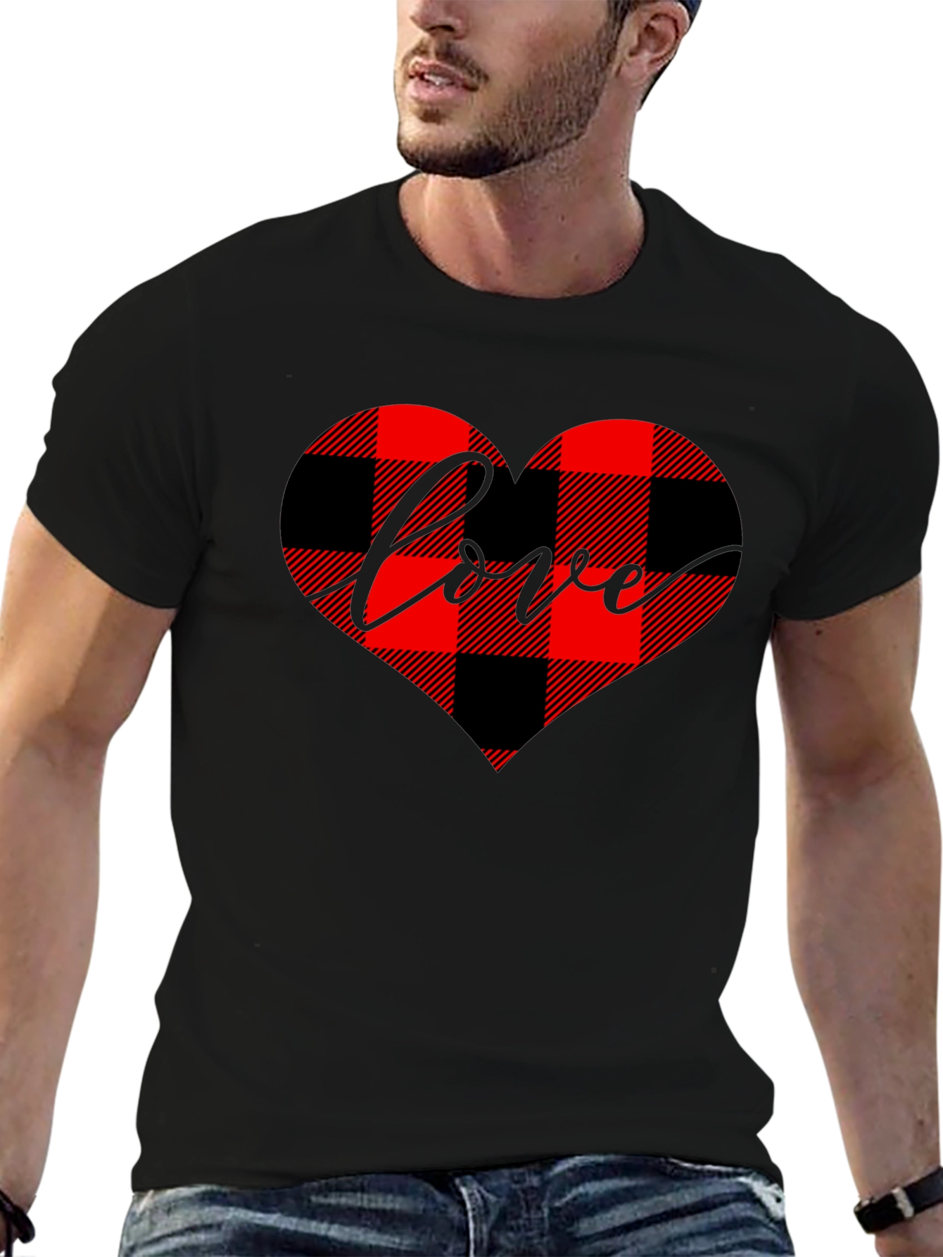 Buffalo Plaid Heart Love Graphic Tee