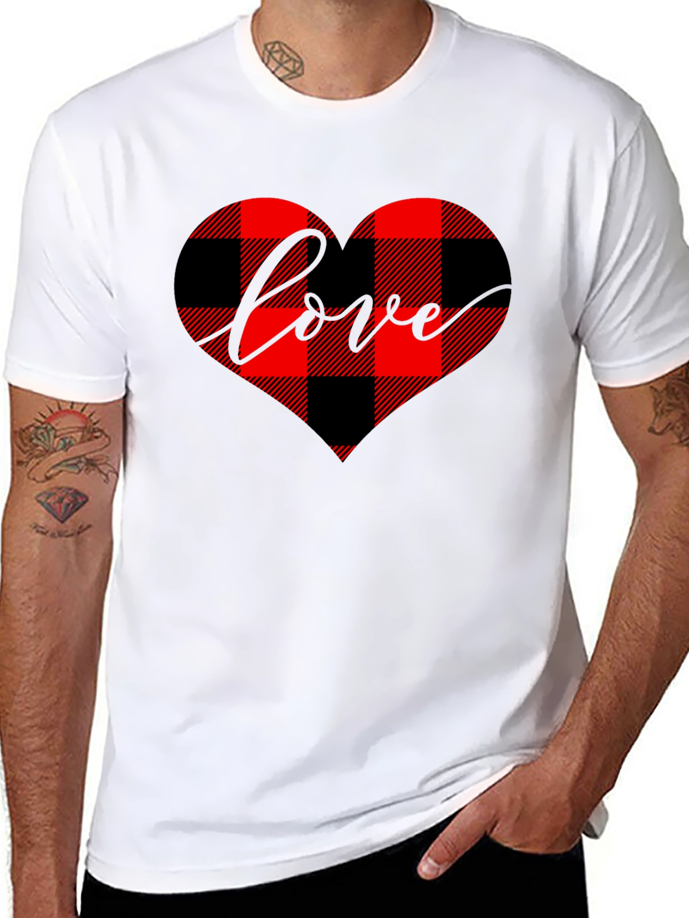 Buffalo Plaid Heart Love Graphic Tee
