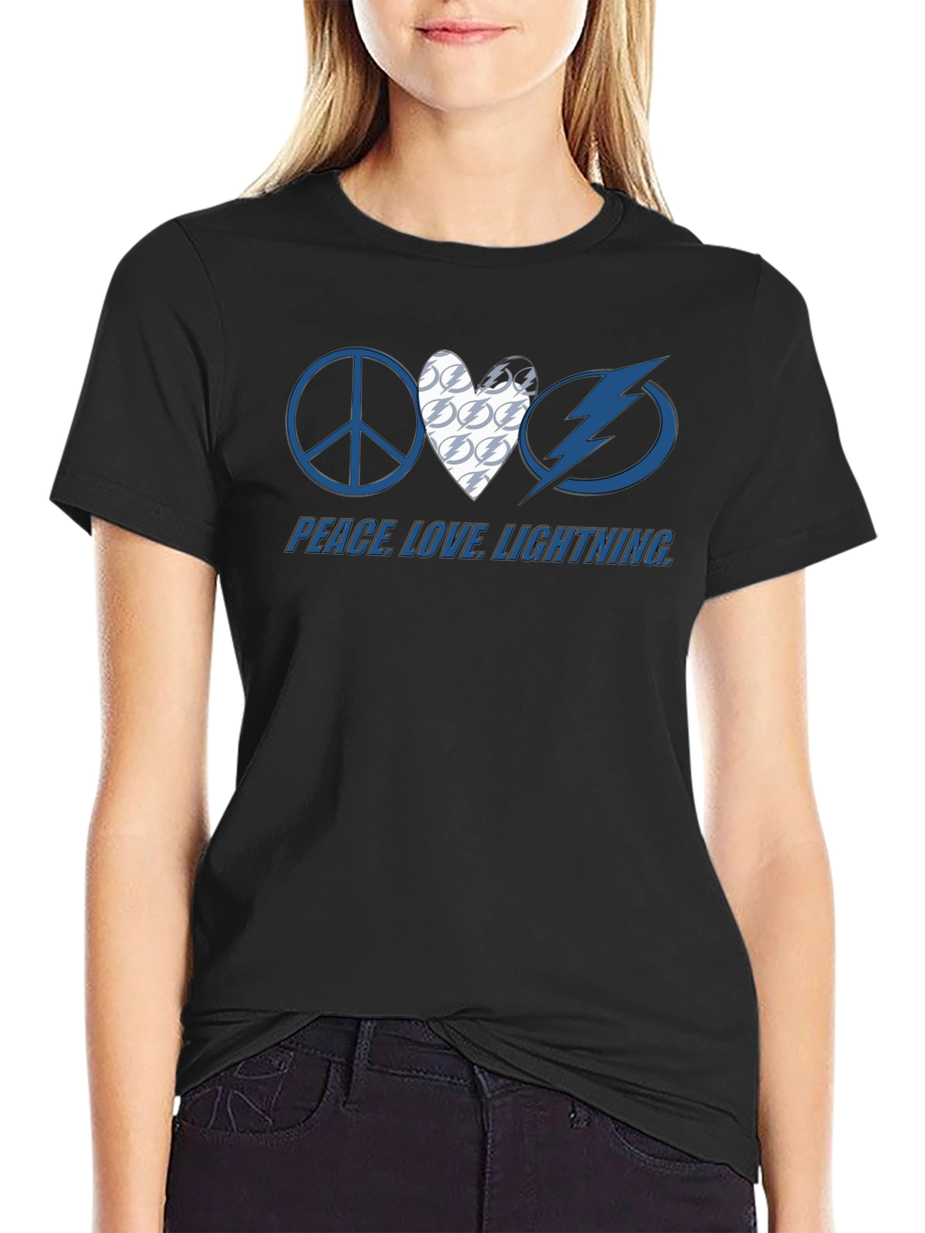 Peace Love Lightning T-Shirt Tampa Bay Hockey Fan Tee