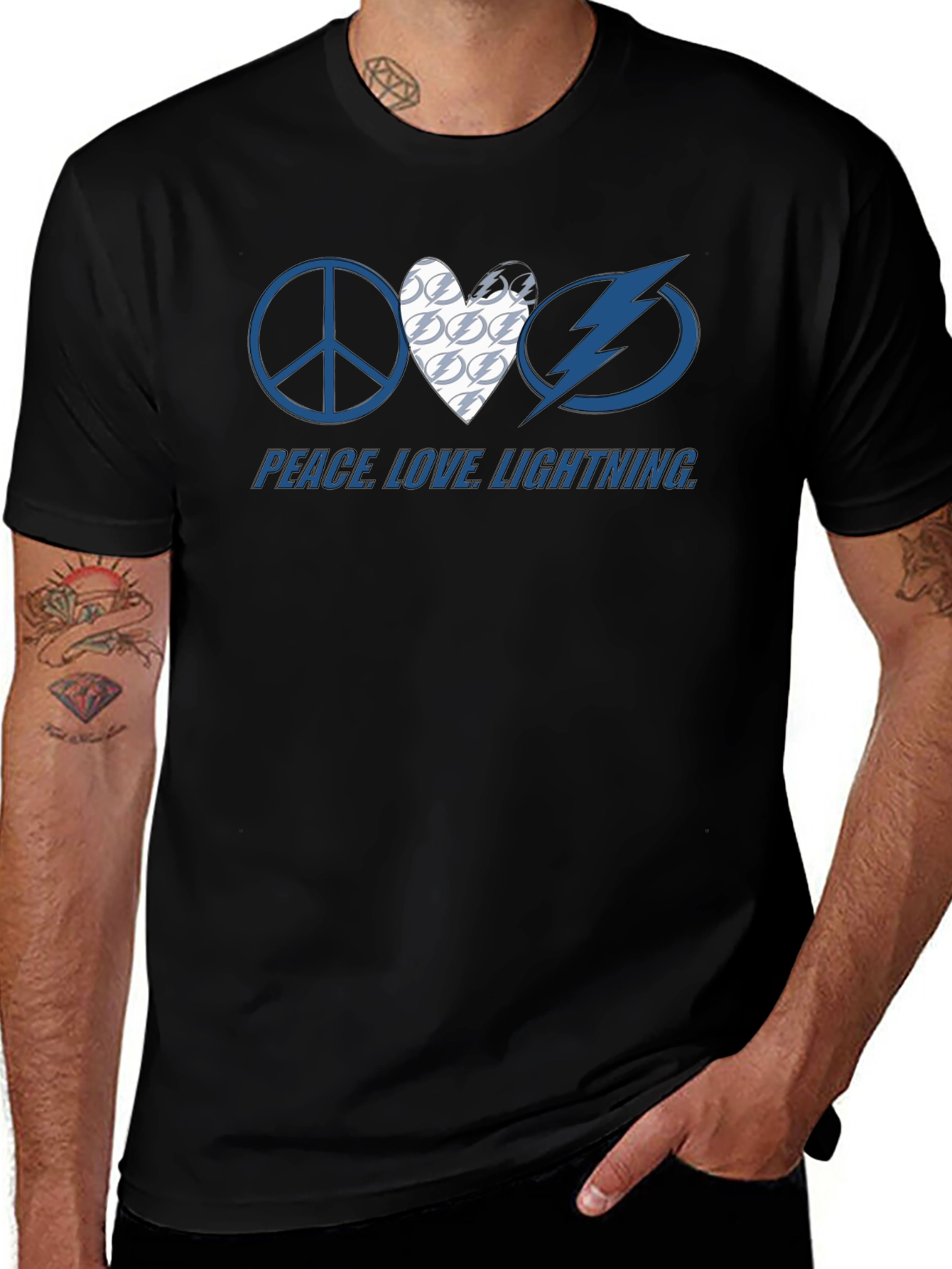 Peace Love Lightning T-Shirt Tampa Bay Hockey Fan Tee