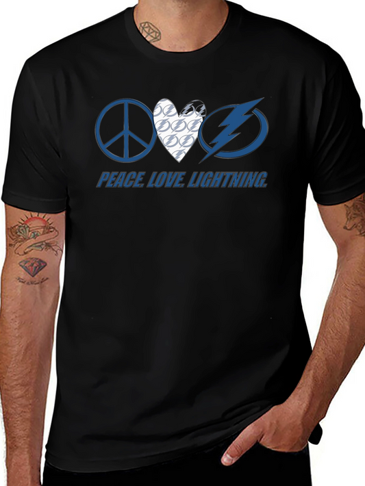 Peace Love Lightning T-Shirt Tampa Bay Hockey Fan Tee