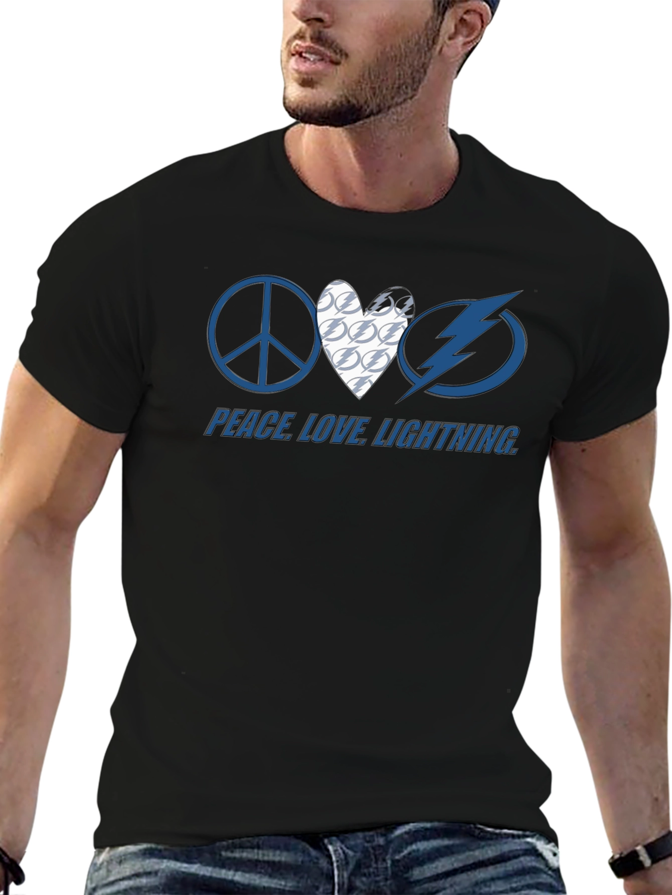 Peace Love Lightning T-Shirt Tampa Bay Hockey Fan Tee