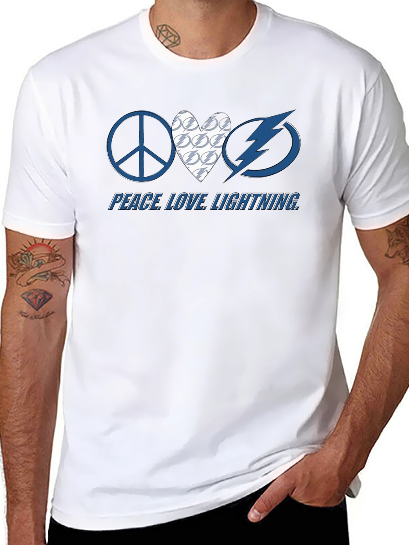 Peace Love Lightning T-Shirt Tampa Bay Hockey Fan Tee