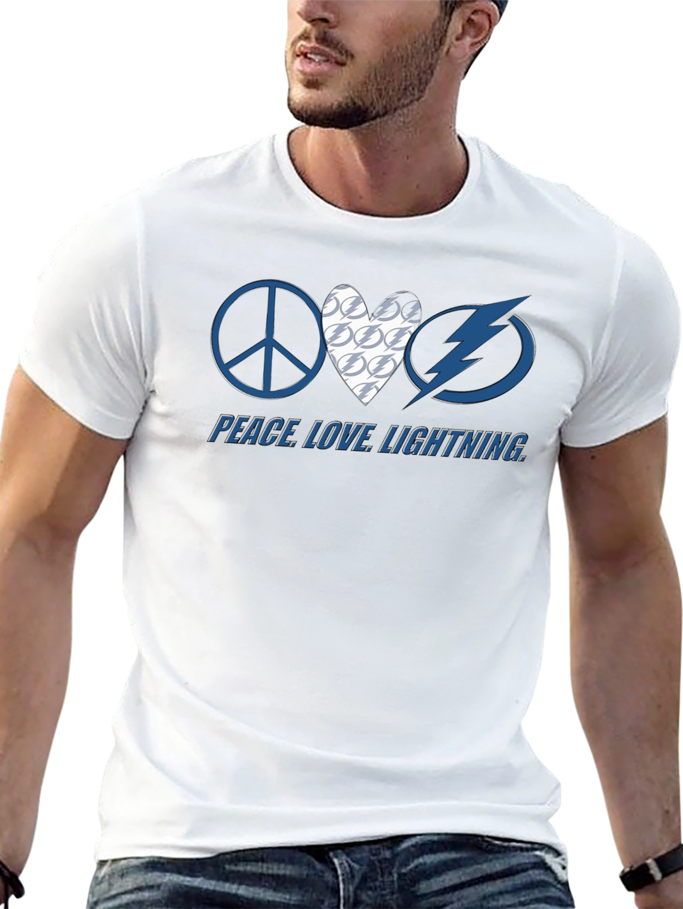 Peace Love Lightning T-Shirt Tampa Bay Hockey Fan Tee