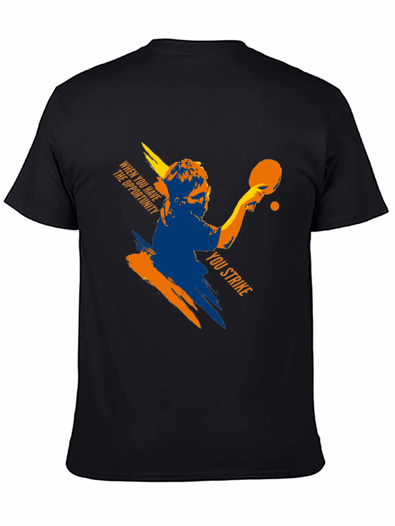 Table Tennis Strike Black Graphic Tee
