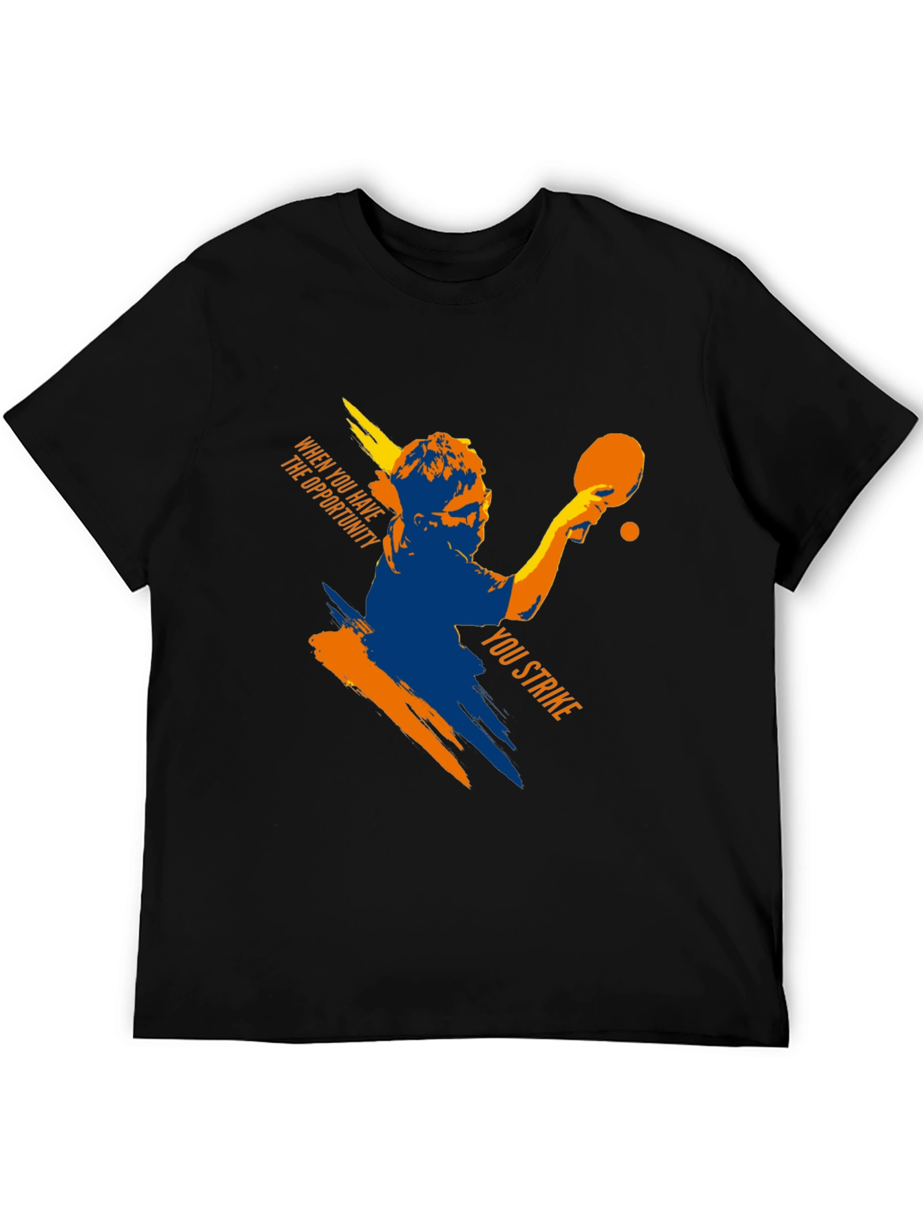 Table Tennis Strike Black Graphic Tee