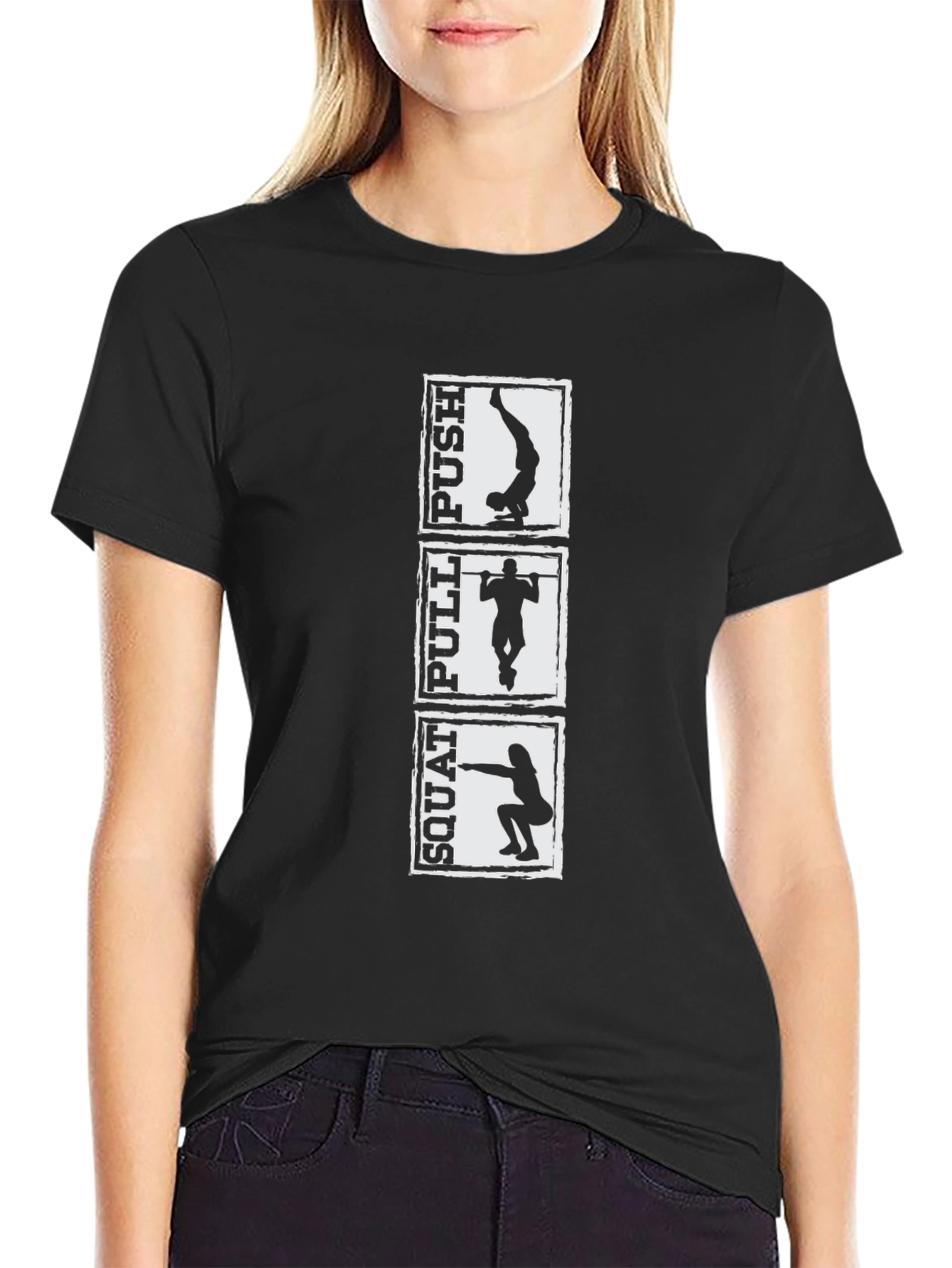 Workout T-Shirt: Squat Pull Push - Black