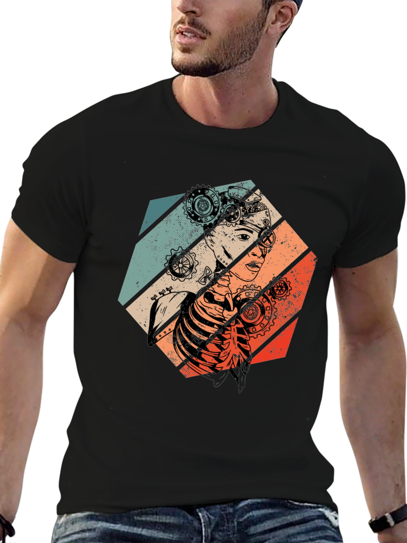 Steampunk Woman Graphic Tee - Retro Style