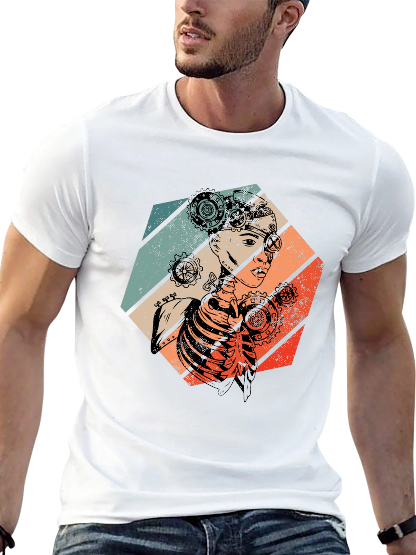 Steampunk Woman Graphic Tee - Retro Style