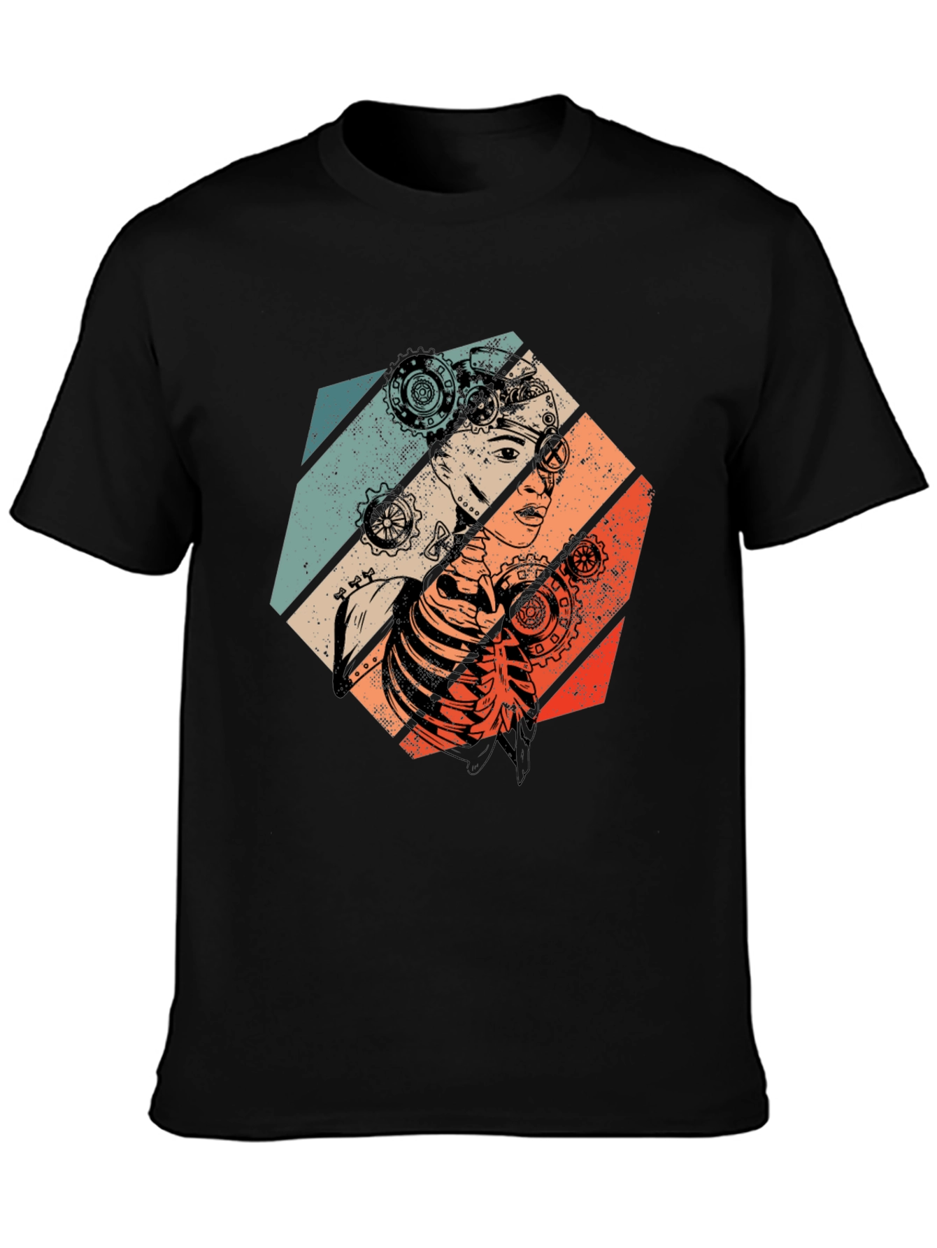 Steampunk Woman Graphic Tee - Retro Style