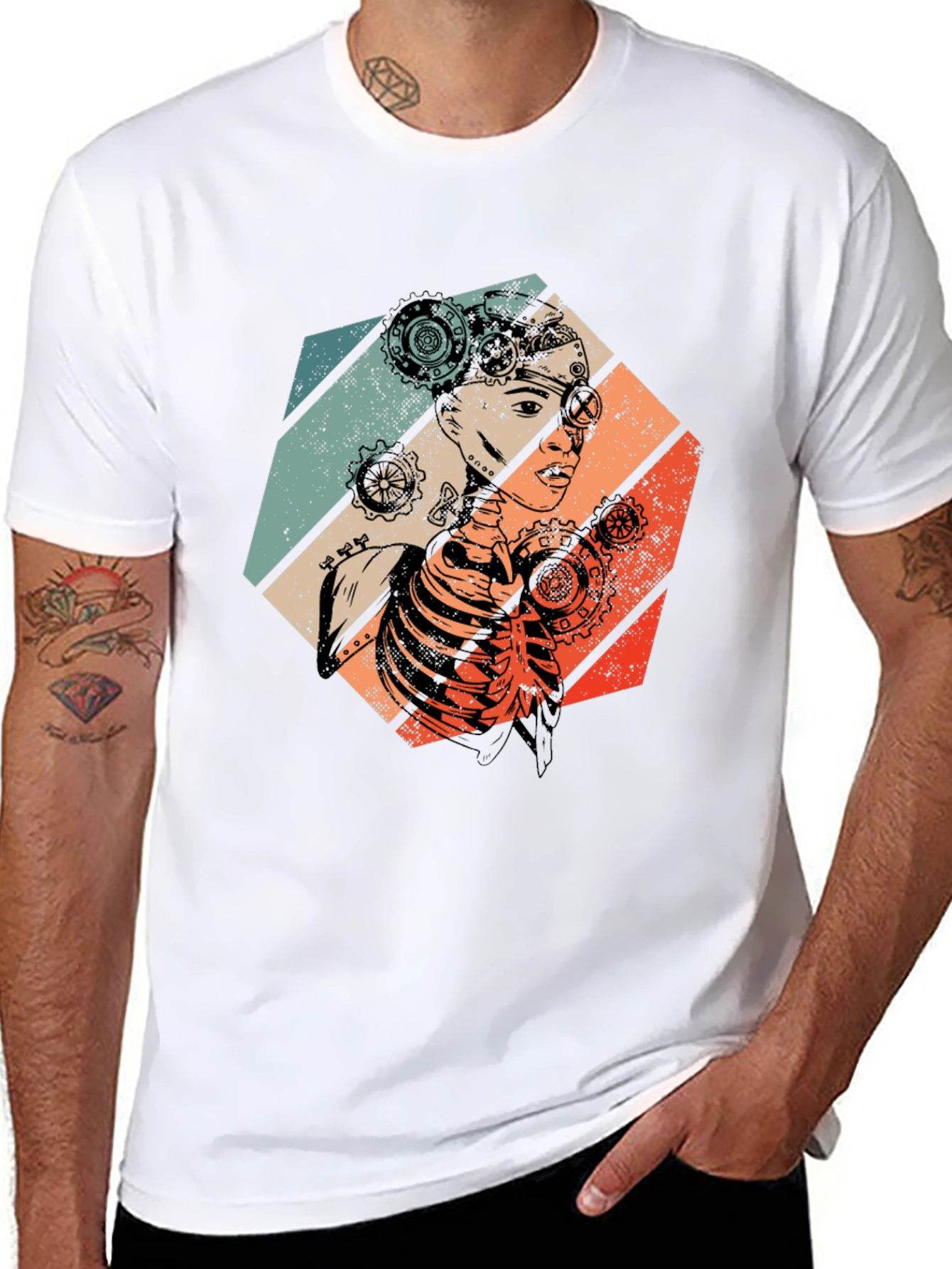 Steampunk Woman Graphic Tee - Retro Style
