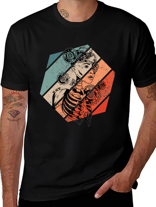 Steampunk Woman Graphic Tee - Retro Style