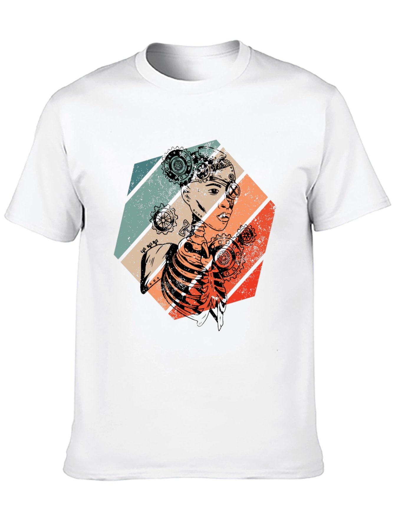 Steampunk Woman Graphic Tee - Retro Style