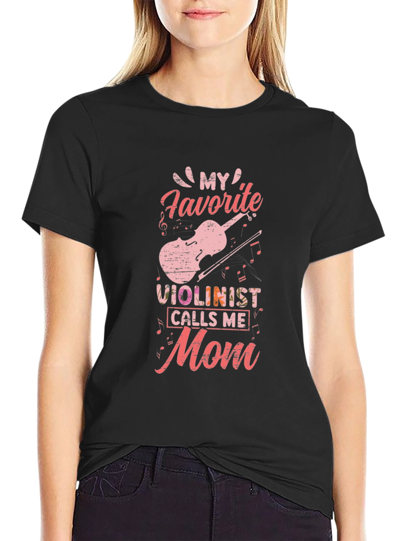 Violinist Mom T-Shirt - Black Cotton Tee