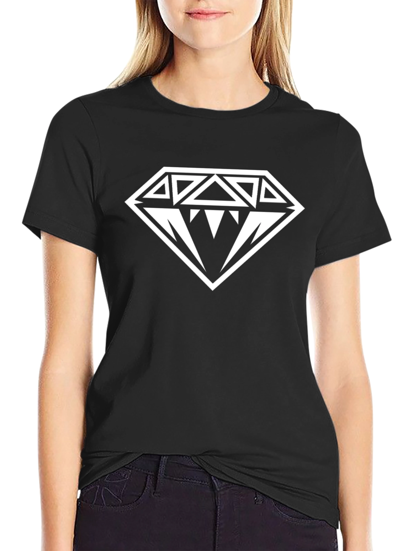 Black T-Shirt with Bold Diamond Graphic