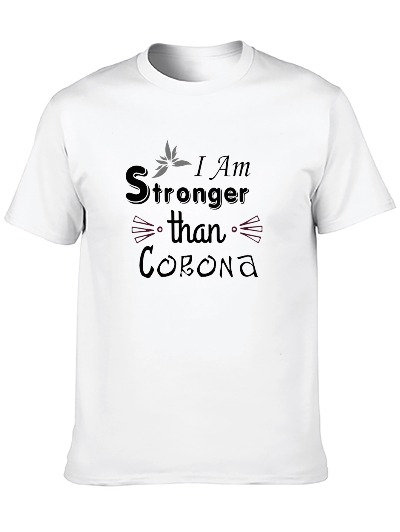 Stronger Than Corona Black Graphic T-Shirt