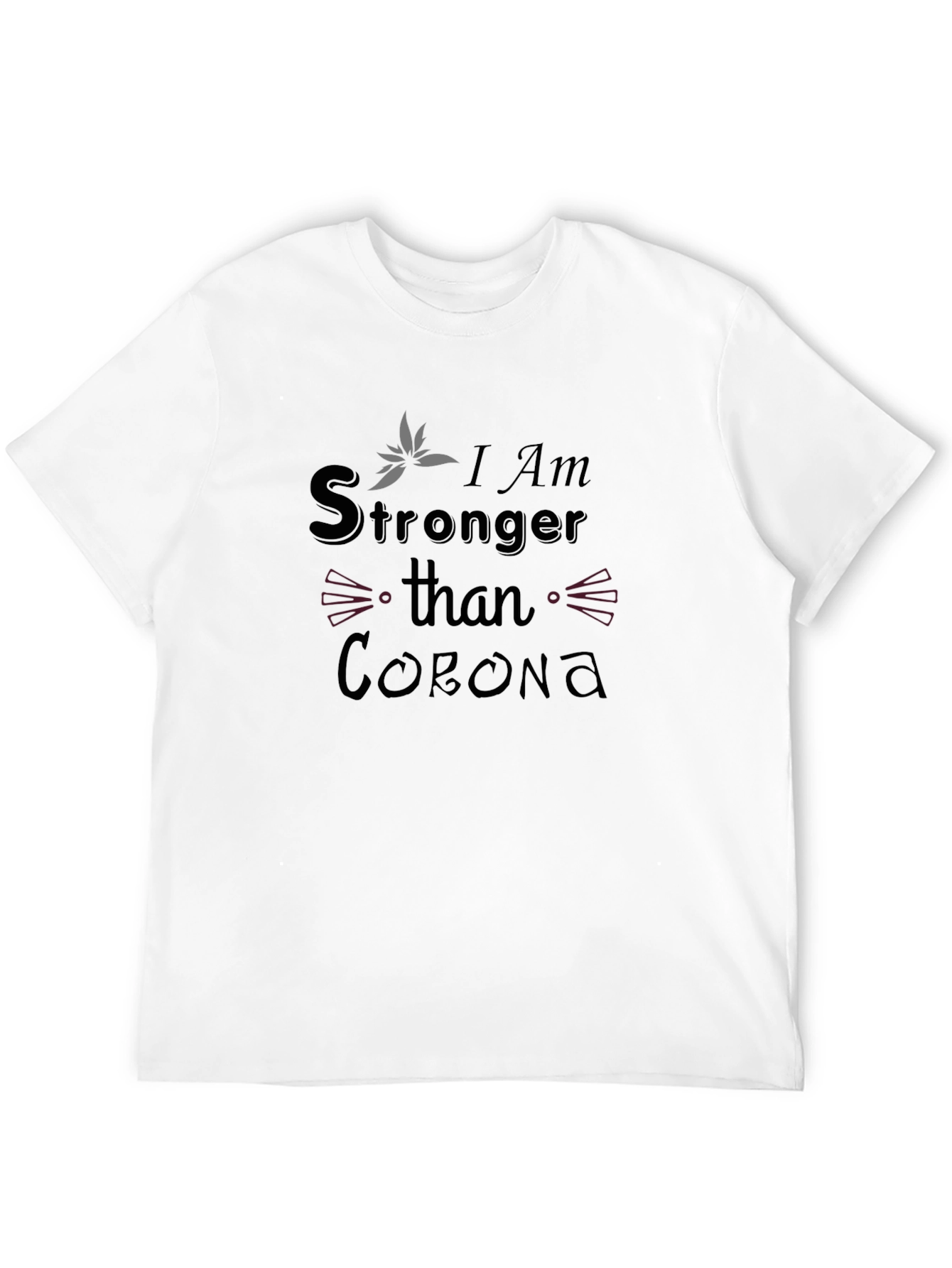 Stronger Than Corona Black Graphic T-Shirt