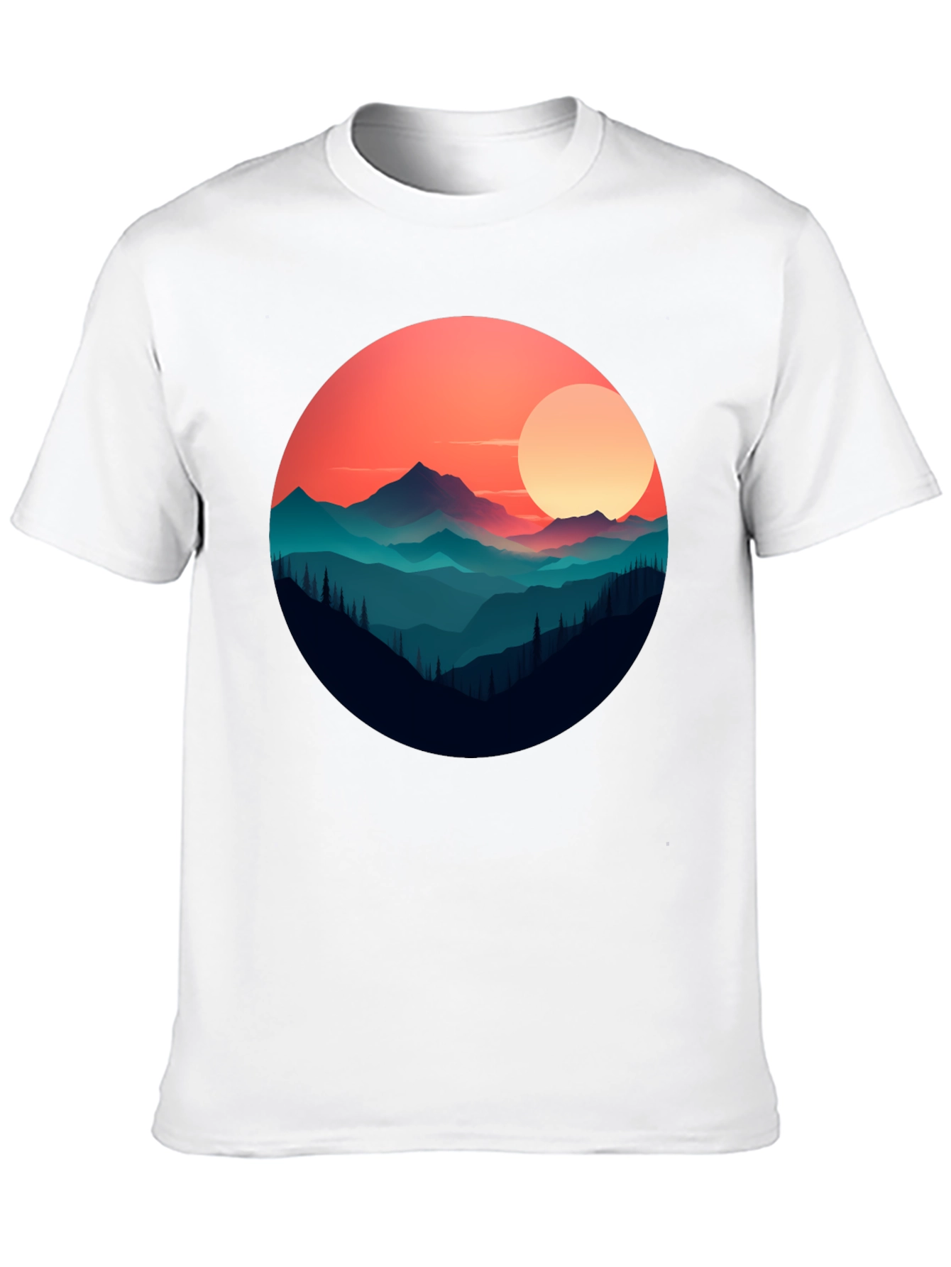 Mountain Sunset Graphic Tee - Stylish Black T-Shirt