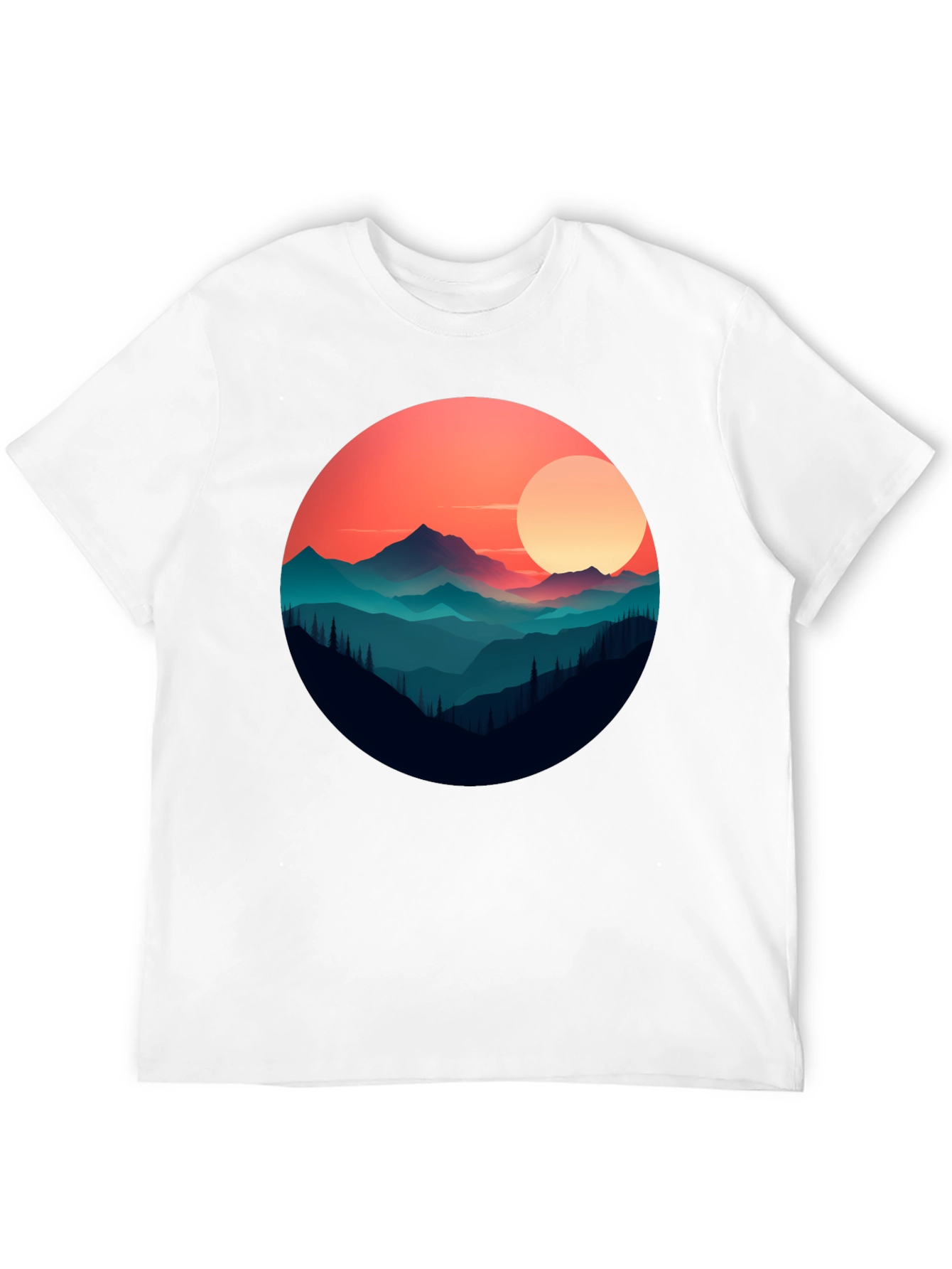 Mountain Sunset Graphic Tee - Stylish Black T-Shirt