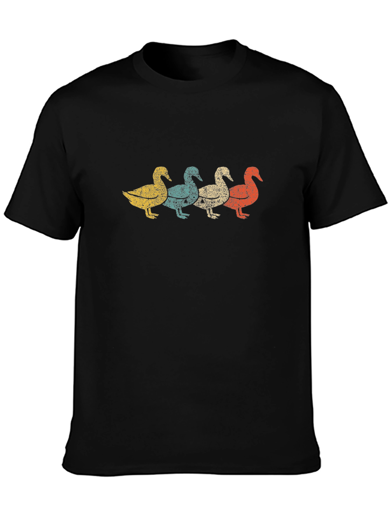 Retro Duck Row Graphic Tee - Classic Black T-Shirt