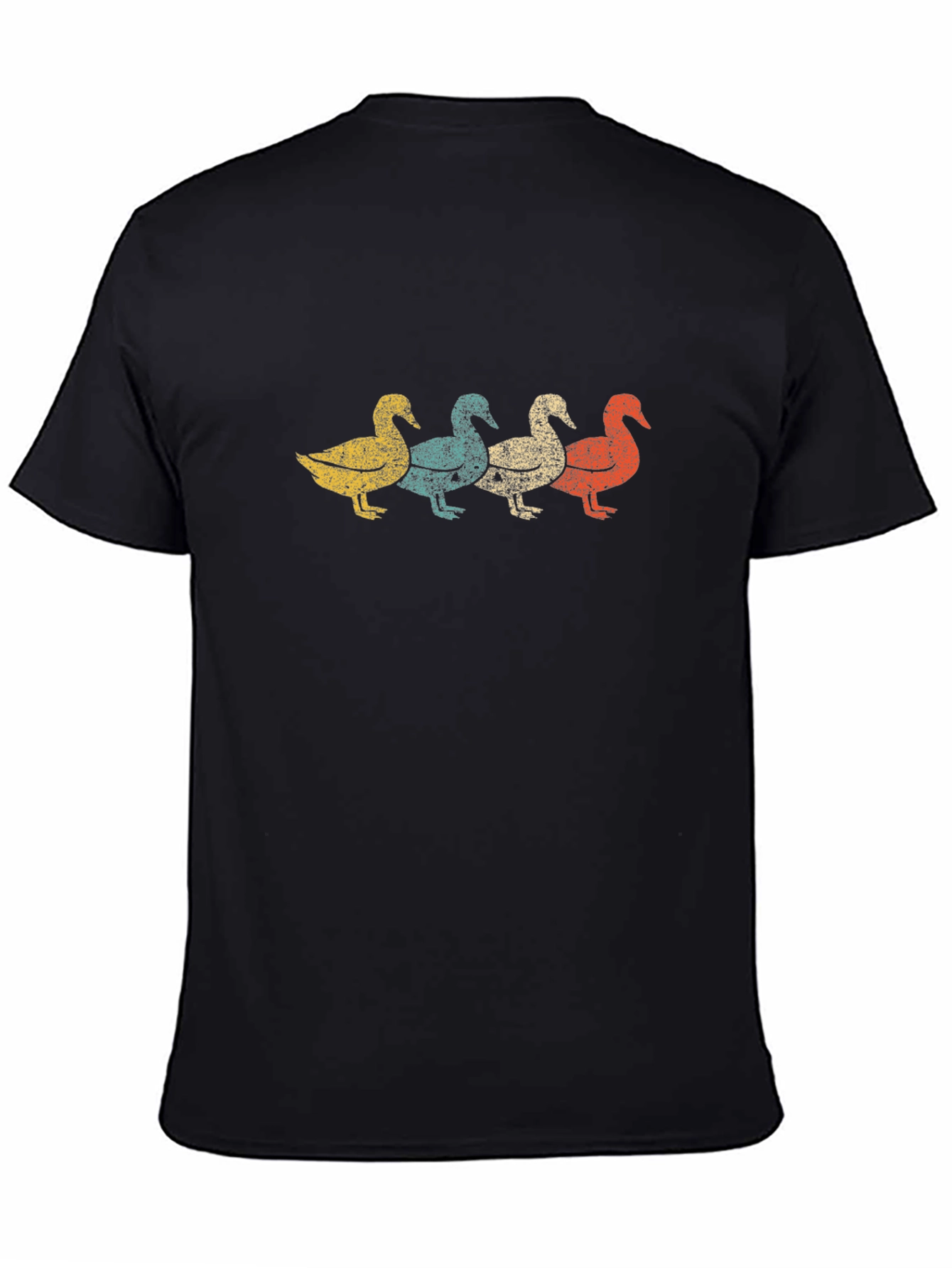 Retro Duck Row Graphic Tee - Classic Black T-Shirt