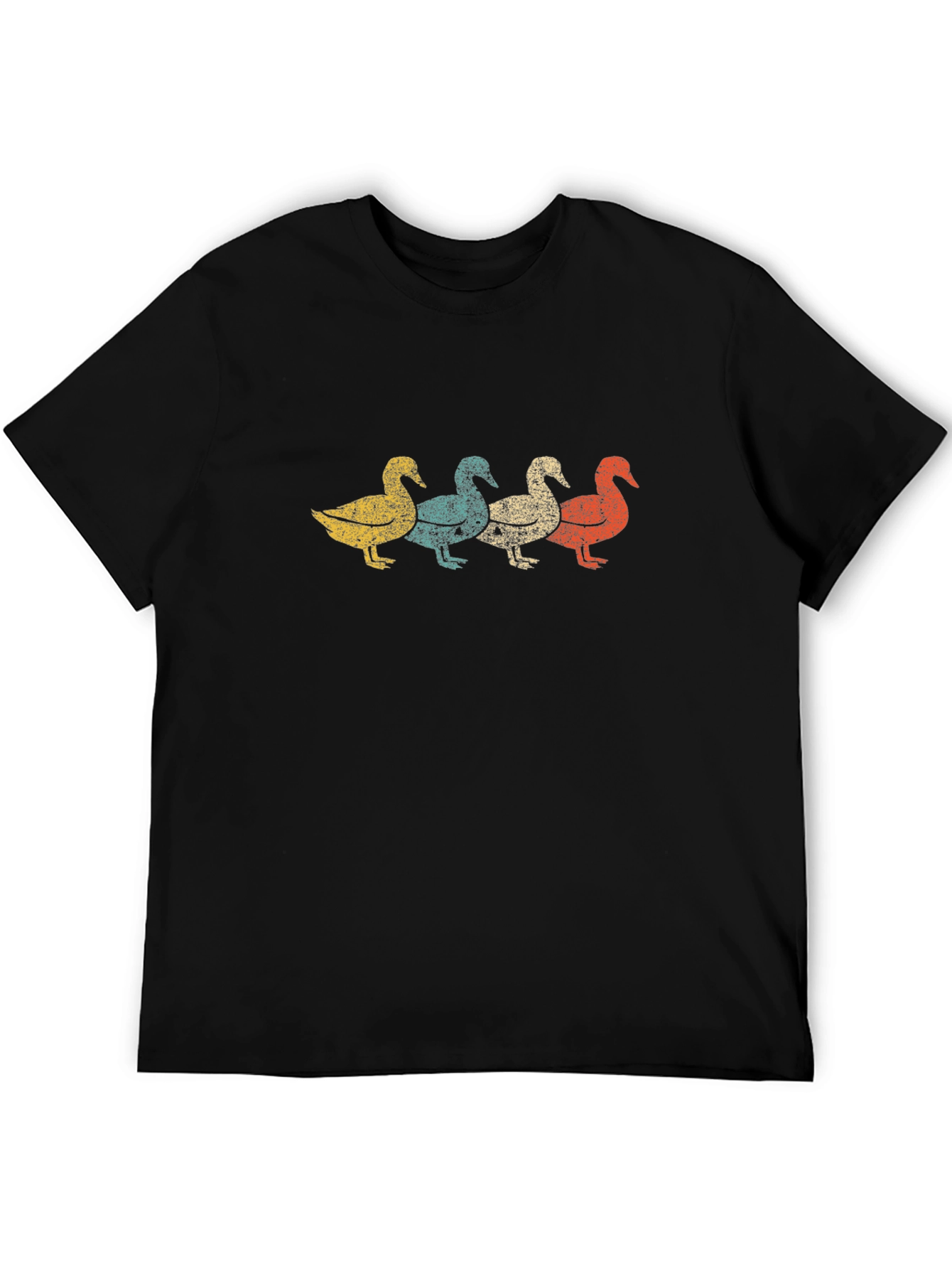 Retro Duck Row Graphic Tee - Classic Black T-Shirt