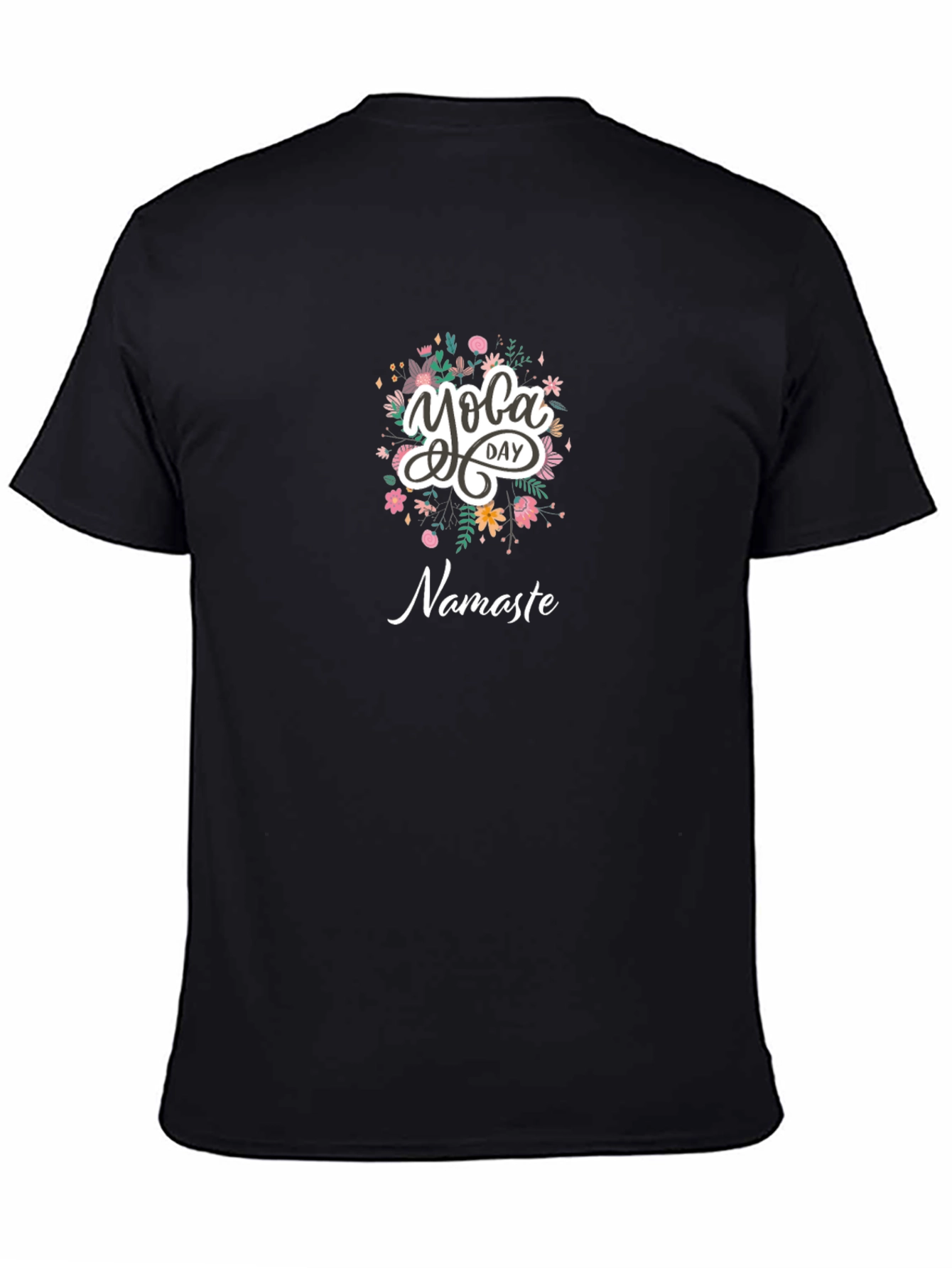 Yoga Day Namaste Graphic Tee - Black