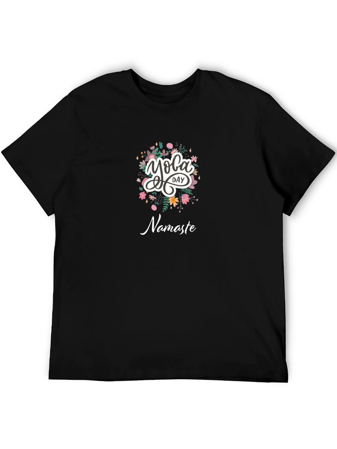 Yoga Day Namaste Graphic Tee - Black