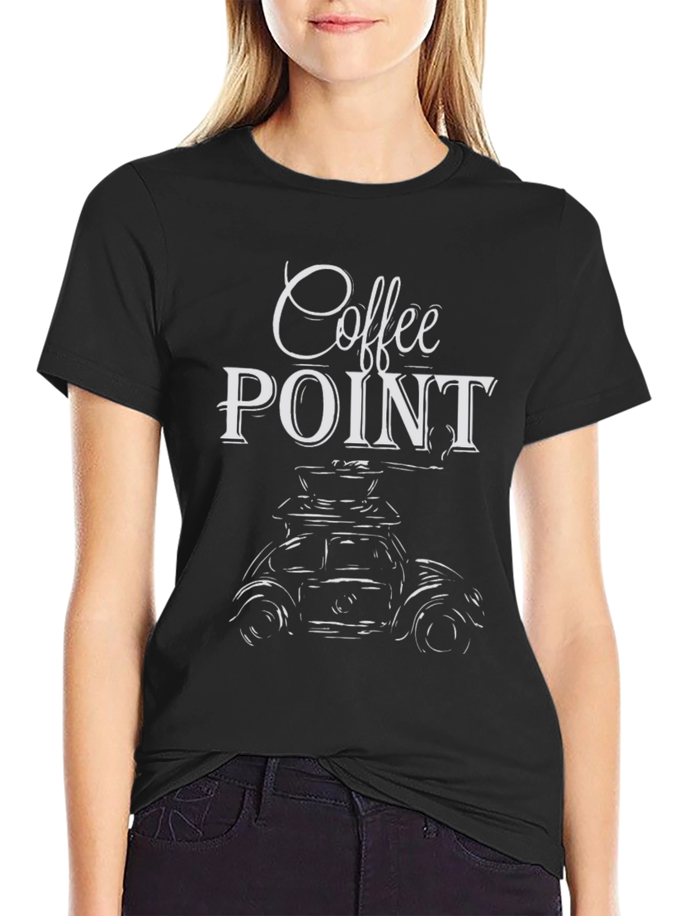 Coffee Point Graphic Tee - Black Cotton T-Shirt
