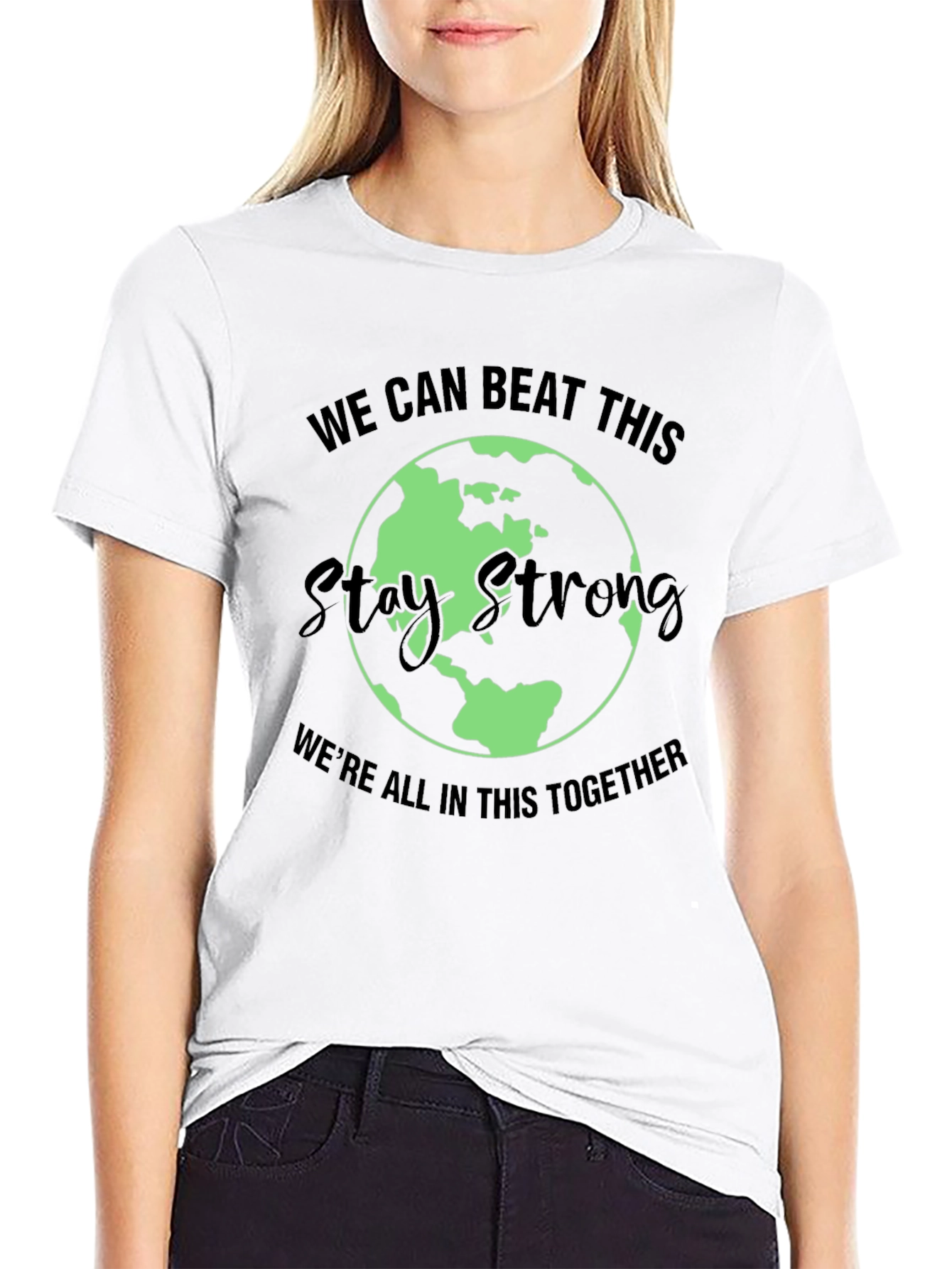 Stay Strong Earth Graphic Tee - Unisex Black T-Shirt