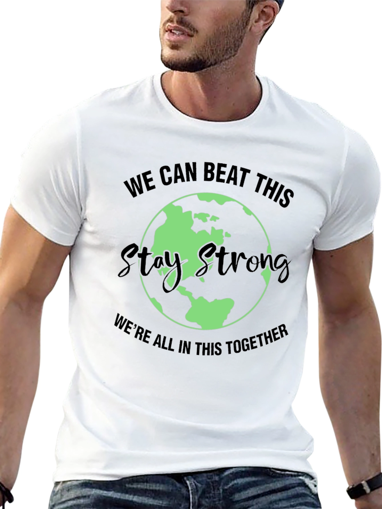 Stay Strong Earth Graphic Tee - Unisex Black T-Shirt