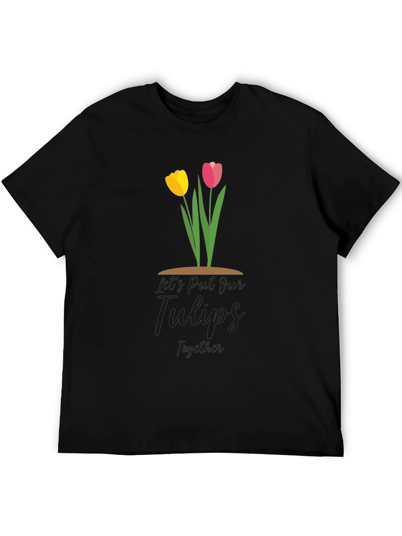 Tulips Together Black T-Shirt