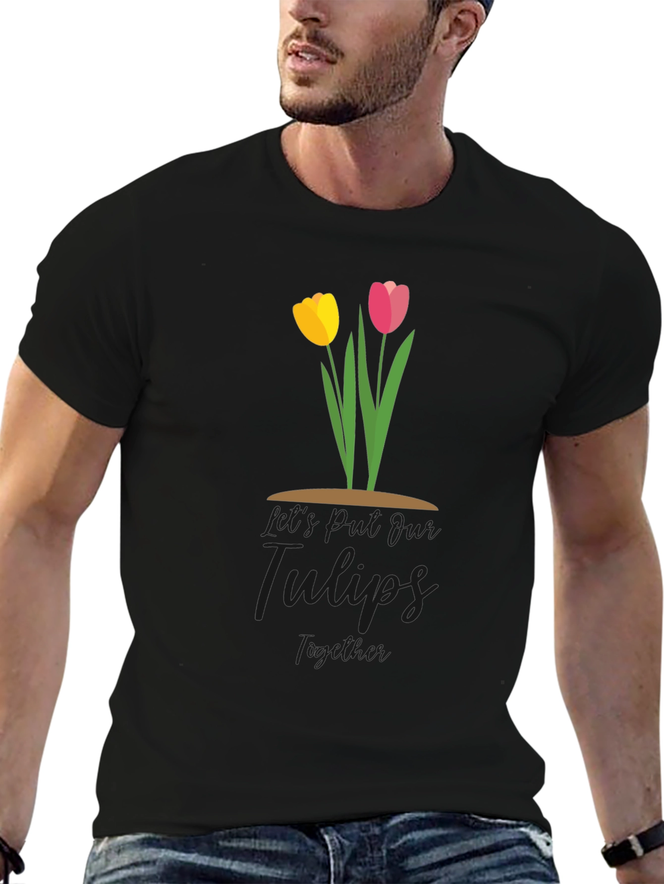 Tulips Together Black T-Shirt