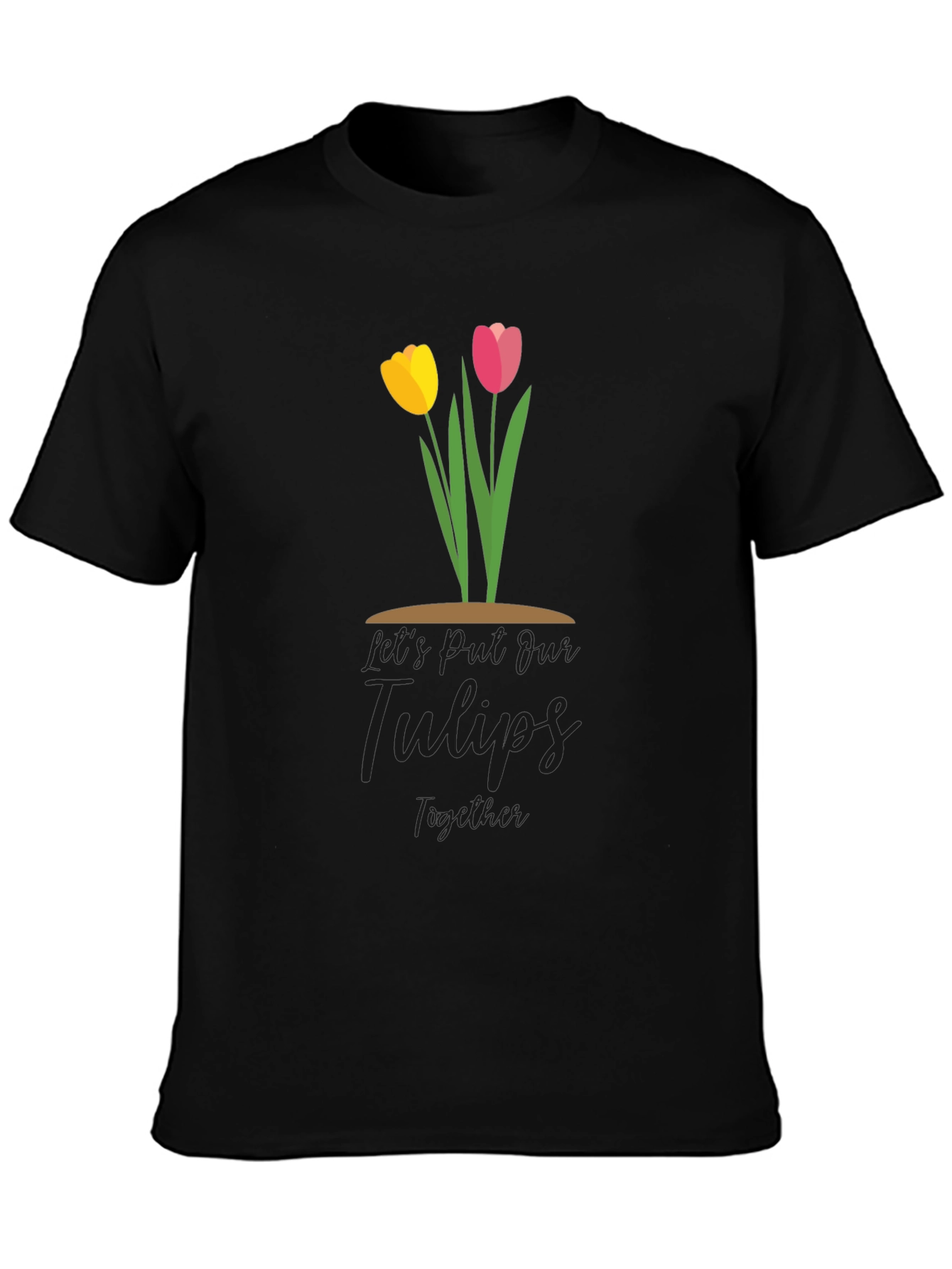 Tulips Together Black T-Shirt