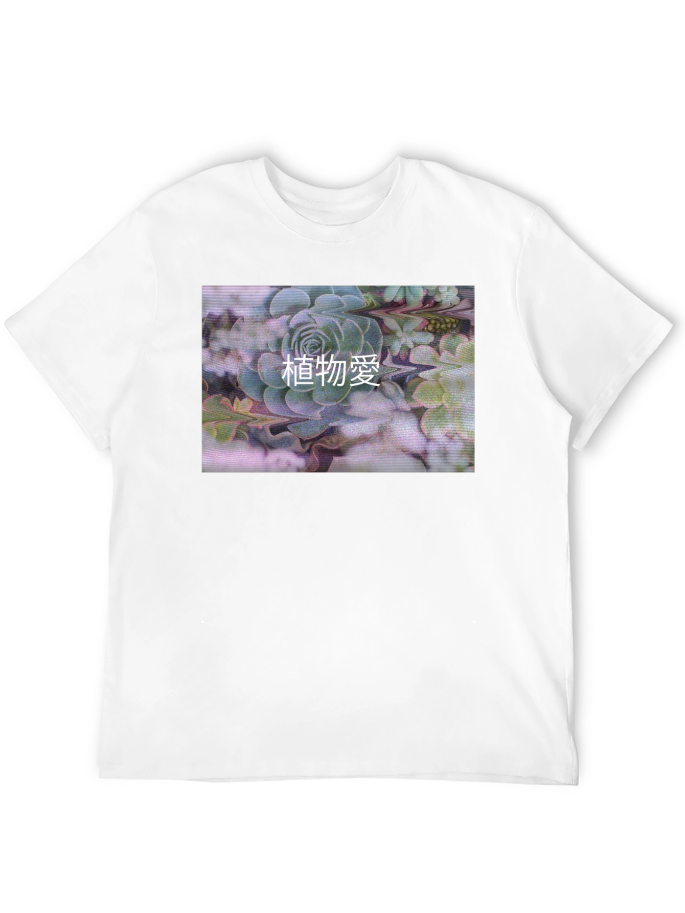 Black T-Shirt with Succulent Graphic Print