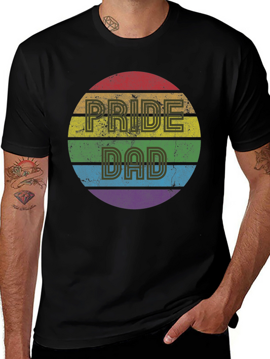 Pride Dad Rainbow Graphic Tee - Black