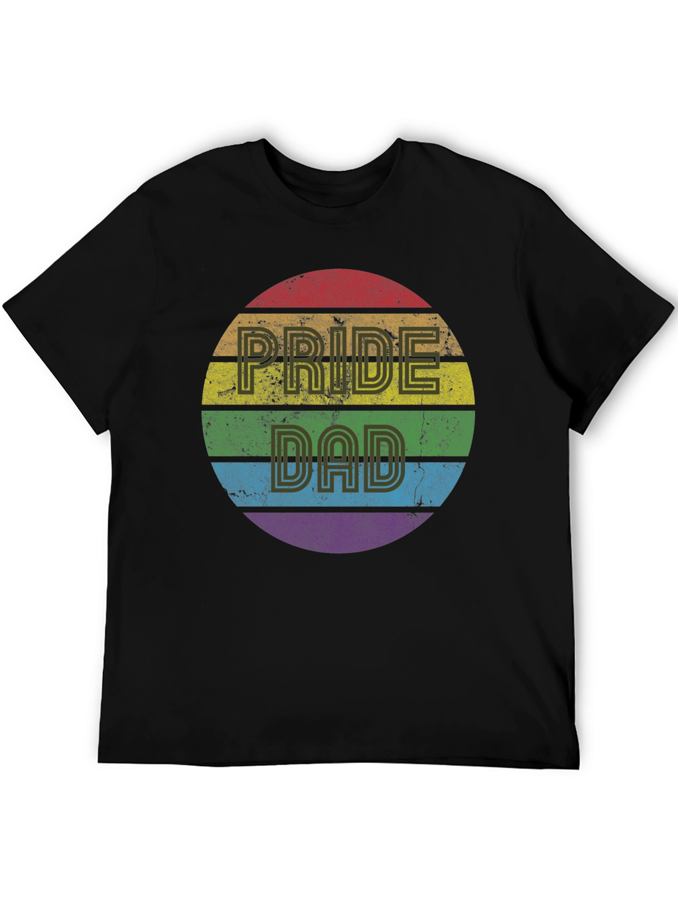 Pride Dad Rainbow Graphic Tee - Black
