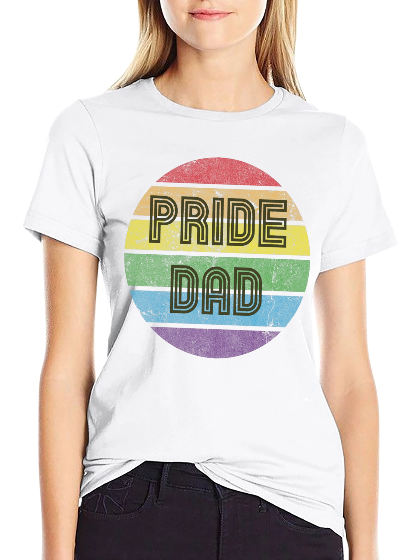 Pride Dad Rainbow Graphic Tee - Black